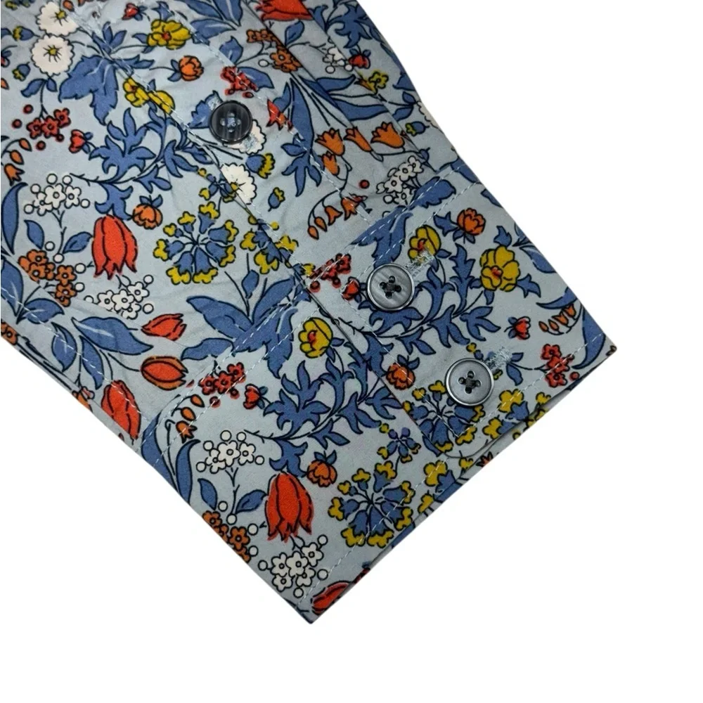 Boden Woman’s Blue Floral Button Down Shirt Size 6R - Picture 4 of 16